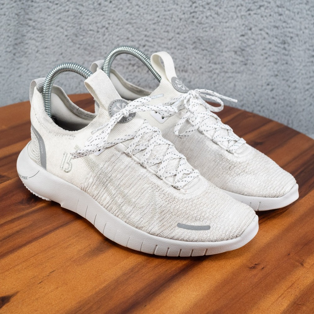 Nike Free RN By You Flyknit Women's 7.5 Triple White Custom FJ9822-100